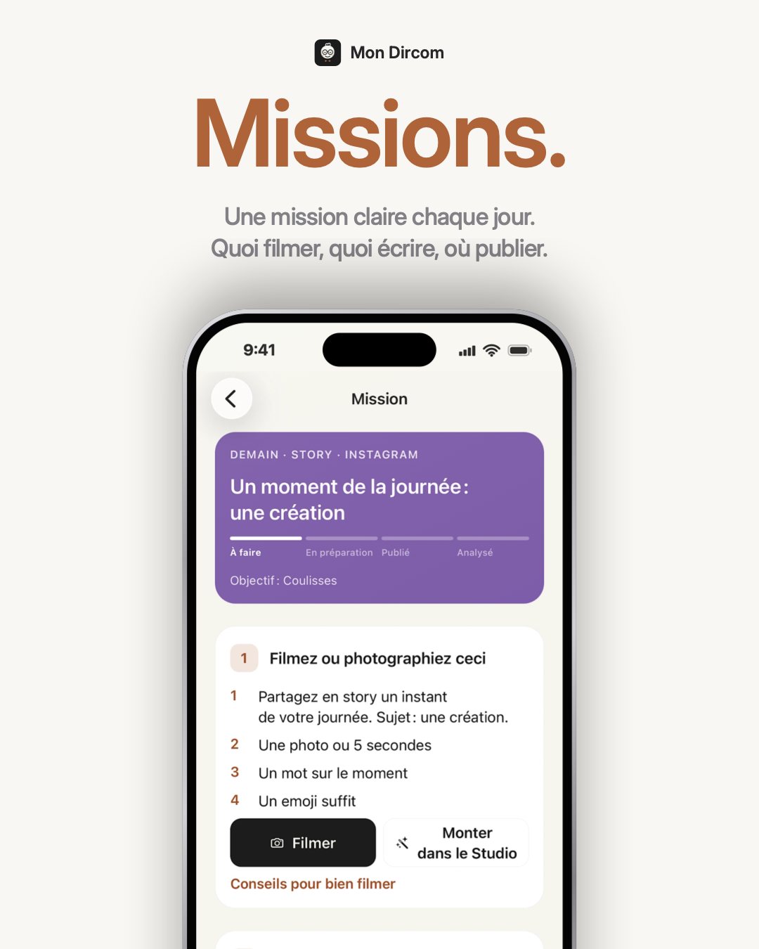 Écran Missions